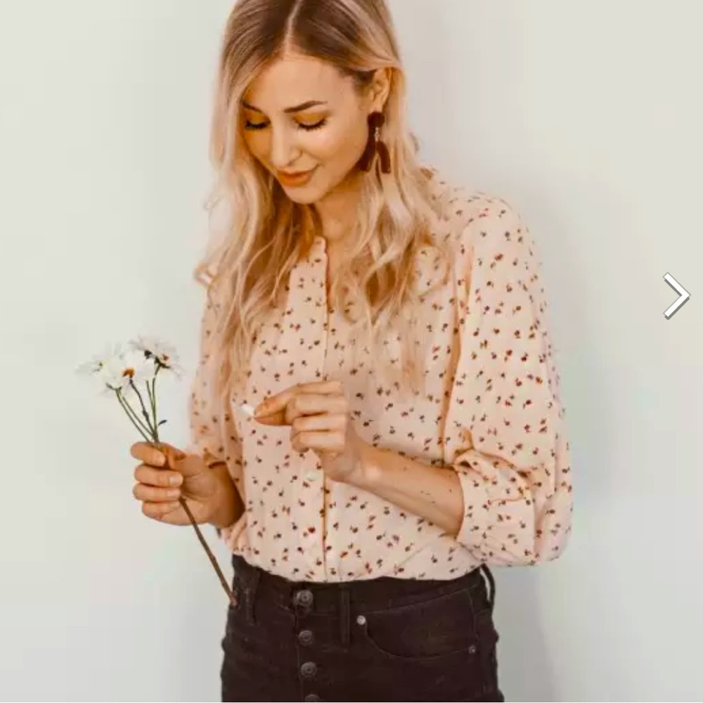 Madewell Peasant Top, pink floral